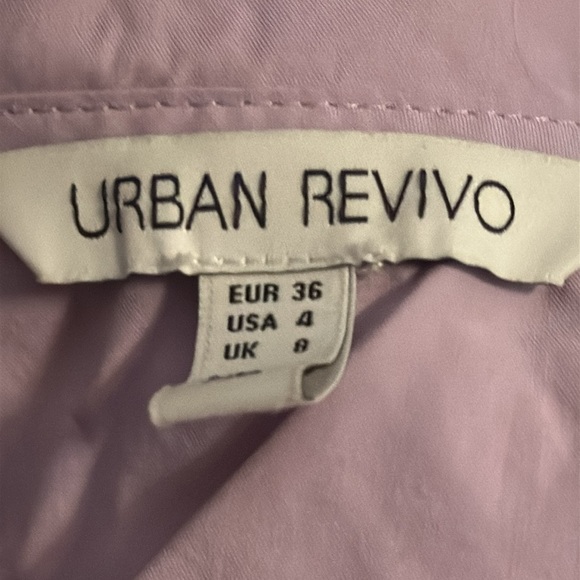 Urban Revivo Lilac ruffle collar button up blouse 3/4 painters sleeves cotton 4‎ - Picture 4 of 7